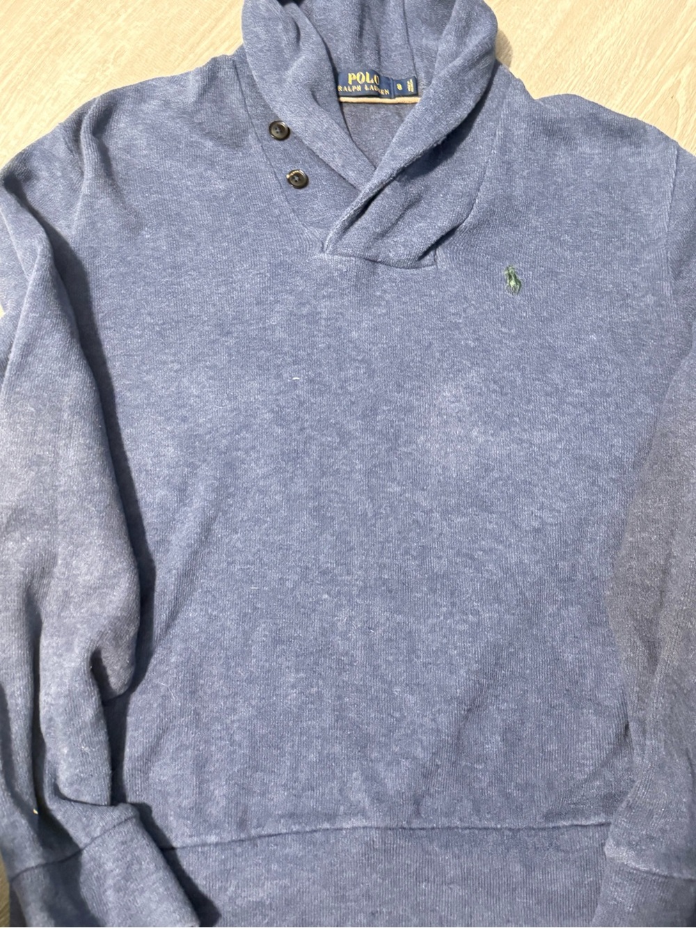 Polo by Ralph Lauren Navy Turtleneck Sweater with Tan Elbow Patches - Picture 3 of 3
